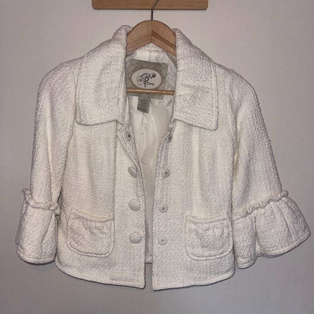 B’s Closet Cropped White 3/4 Sleeve Blazer / Jacket
